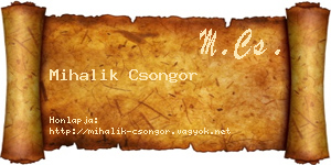 Mihalik Csongor névjegykártya